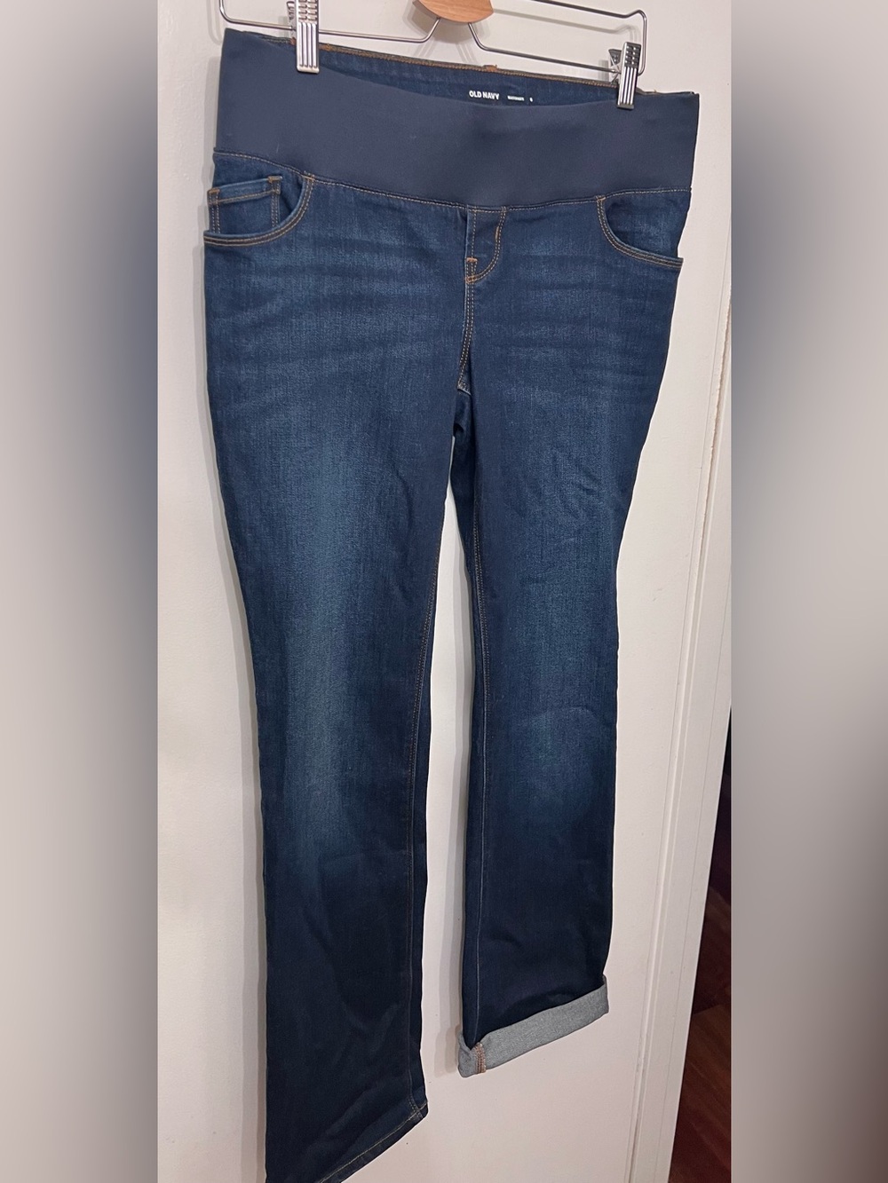 6 Old Navy Maternity Jeans stretch front panel early pregnancy blue denim